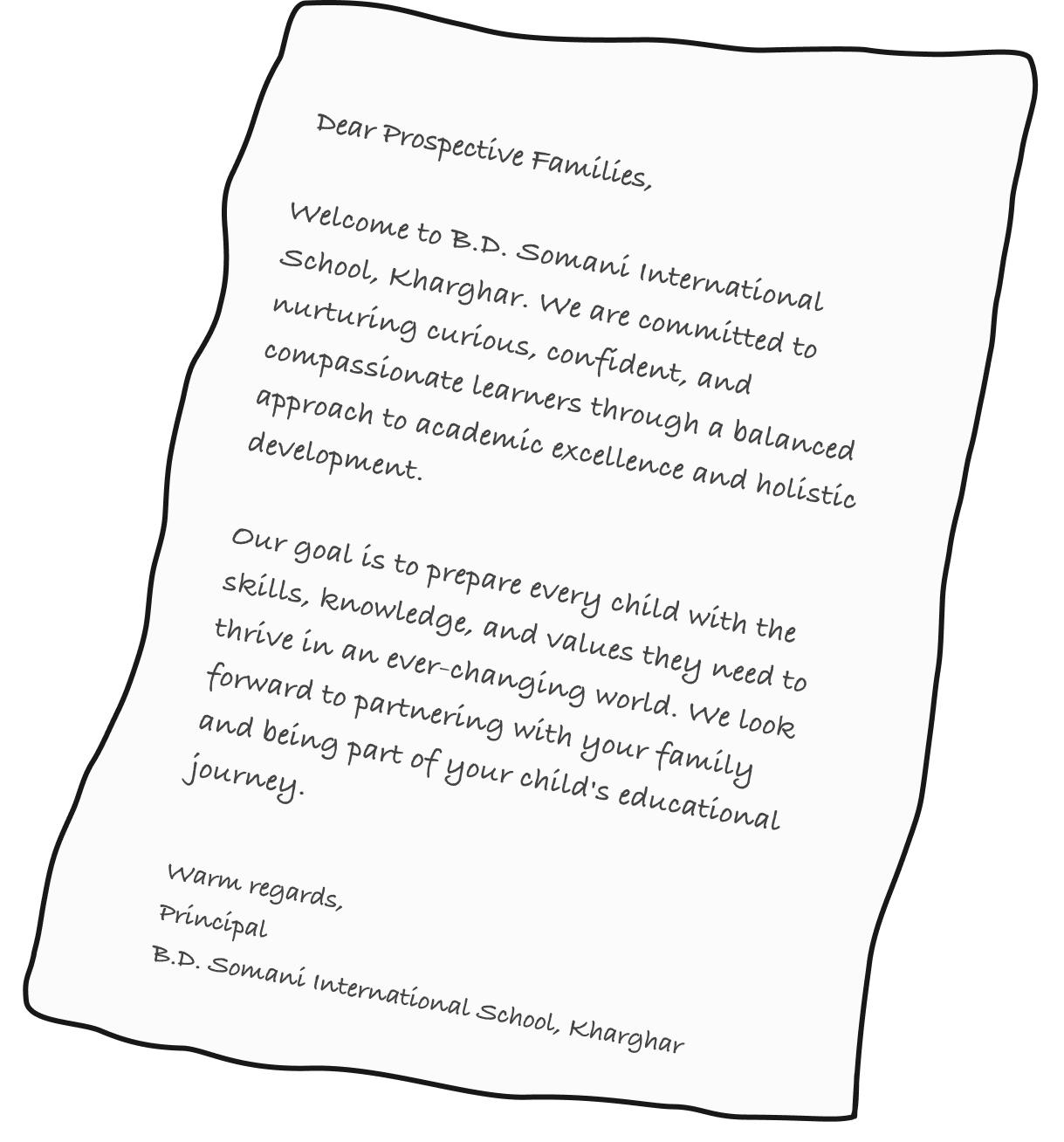 Welcome Letter from Principal - B.D. Somani International School